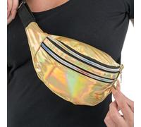Chaks - Sac banane, holographique avec 3 poches, sac ventral pour festival ou fête à thème