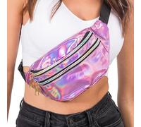 Chaks - Sac Banane, holographique avec 3 Poches, Sac ventral pour Festival ou fête à thème