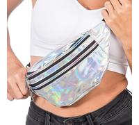 Chaks - Sac banane, holographique avec 3 poches, sac ventral pour festival ou fête à thème
