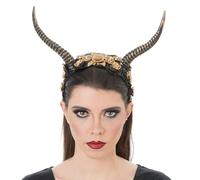 Chaks - Serre-tête avec cornes, coiffe à fleurs, look fantastique, accessoires de costume cosplay pour Halloween et carnaval