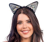 Chaks - Serre-tête chat avec strass, accessoire de déguisement