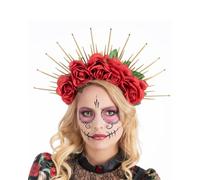 Chaks - Serre-TÊTE Couronne Day of The Dead Rouge Adulte Squelette - Accessoire de déguisement - Cosplay pour Halloween - Thême(s) :