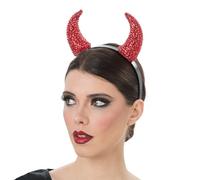 Chaks - Serre-tête diabolique avec cornes scintillantes en rouge ou noir, accessoires de costume pour Halloween et carnaval