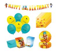 Chaks - Set officiel Dragon Ball pour enfants, assiettes, serviettes, ballons, invitations et guirlandes, décoration d'anniversaire anime