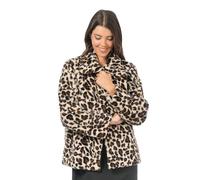 Chaks - Veste à l'aspect fourrure pour adultes, veste courte en peluche avec motif léopard, pour carnaval, festival, fête Fashion