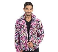 Chaks - Veste léopard homme, veste en fausse fourrure à motif léopard