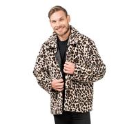 Chaks - Veste ou manteau à l'aspect fourrure pour adultes, veste courte en peluche avec motif léopard, pour carnaval, festival, fête Fashion