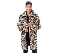 Chaks - Veste ou manteau à l'aspect fourrure pour adultes, veste courte en peluche avec motif léopard, pour carnaval, festival, fête Fashion, Chocolat