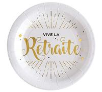 Chal - 10 Assiettes Vive la Retraite blanc et or