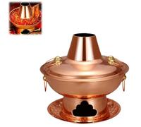 Chal Hotpot Cookerge ShabuShabu Casserole en cuivre pour dîners de famille et camping avec cheminée pour une meilleure combustion du chal, parfaite pour les réunions et la cuisine en plein air