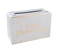 Chal - Urne Tirelire Joyeux Anniversaire Blanc et Or