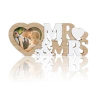 CHALA Mr & Mrs Décoration de mariage Mr and Mrs Décoration de table Cadre photo en bois Cadeaux de mariage pour Cœur Vintage Cadre photo pour cadeaux Anniversaire de mariage Fête Décoration de salon