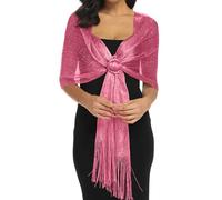 Châle à paillettes pour femme - Écharpe de soirée à paillettes pour mariages et fêtes - Événement formel scintillant - Cache-épaules - Accessoire élégant pour robe de soirée, rose vif, taille unique