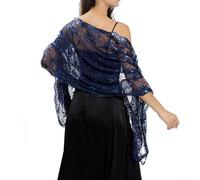 Châle à paillettes pour femme, soirée formelle, bal de fin d'année, accessoire de mariage, écharpe noire dorée, châle de soirée bleu marine et écharpe à paillettes rouges (bleu marine)