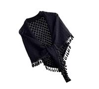 Châle à pompons pour femme réversible en crochet écharpe écharpe écharpe châle écharpe écharpe écharpe robe Wrap, Noir, M