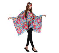 - Châle avec motif floral et franges pour les fêtes, les spectacles et les danses. Écharpe élégante bohème avec franges. Accessoire polyvalent pour toutes les saisons., multicolore, taille unique