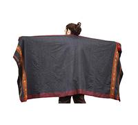 Châle bohème en laine cachemire gris fait à la main, broderie nomade du Kashmiri AJJAYA couverture enveloppante tribal gitane bohème primitif festival, gris, taille unique