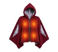 Châle Chauffant Cape Chaude Portable À Porter Et À Brancher Avec Trois | Poncho Plaid Couverture Électrique Pour Mère Adultes Personnes Âgées Mamie Lecture Rouge