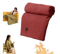 Châle chauffant portable pour femme, châle électrique doux et portable avec fermeture éclair, couverture chauffante USB avec trois niveaux de chauffage, double face (Rouge)