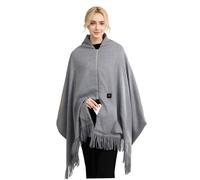 Châle chauffant pour femme, 3 vitesses de température, couverture chauffante douce et chaude avec fermeture éclair, écharpe pour l'hiver, la maison, le bureau, les voyages, gris