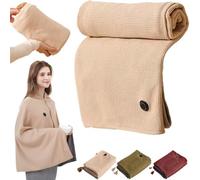 Châle Chauffant USB, 3 réglages de Chaleur et réchauffement Rapide en 15 Secondes, enveloppe chauffante électrique Portable sans Fil avec Fermeture éclair, Lavable en Machine pour Le Bureau Beige