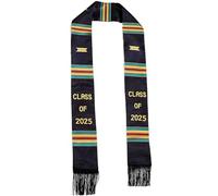 Châle De Graduation Noir Africain, Étole d'honneur De Graduation, Châle À Pompon Double Couche, Étole De Graduation, Écharpe Adulte avec Logo en Ruban De Satin