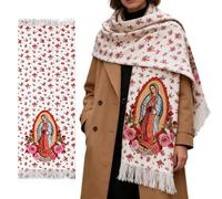 Châle De La Vierge Marie - Coton | Écharpe Couverture Catholique | Écharpe Avec Châle De Prière Pour Voyage, Hôtel, Jardin, Intérieur, Extérieur, Thanksgiving, Vacances, Fêtes, Maison, Chambre