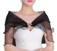 Châle de mariée en tulle brodé exquis pour mariage et événement demoiselle d'honneur, Noir , Taille unique