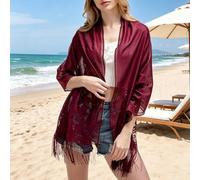 Châle de plage en dentelle pour femme avec franges pour mariage vacances | Design élégant en dentelle avec de longues franges, parfait comme couverture de plage, écharpe de mariage ou accessoire de