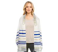 Châle de prière, 71x20 Messianic Tallit Châles de prière, chiffon de prière unisexe avec sac assorti, châle en polyester imprimé hexagramme avec gland pour Hanoukka