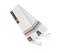 Châle de prière traditionnel avec lettres hébraïques et franges, talit pour cérémonies spirituelles, événement, design unisexe, marron, Taille unique
