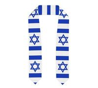Châle de remise de diplôme aplati imprimé drapeau israélien avec un bout pointu, adapté pour les cérémonies de remise de diplôme et d'autres occasions., Aplati, taille unique