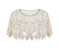 Châle Des Années 1920, Châle à Paillettes Brodé pour Femme Cape de Mariage 1920s Femme Sequin Châle Et Wraps Élégant Soirée Cape Doux Sequins Etole Écharpe pour La Fête de Mariage