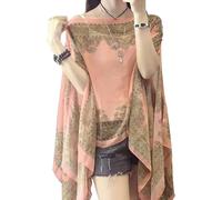 Châle d'été de protection solaire pour femme - Style français décontracté cardigan de plage léger respirant en mousseline de soie châle enveloppant écharpes poncho capelets tops, #5, taille unique