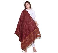 Châle d'hiver surdimensionné en mélange de laine Paisley - 100 x 200 cm avec étiquette Heritage et bords frangés, bordeaux, Taille unique