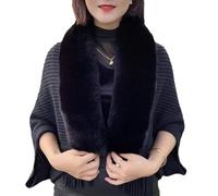 Châle doux et châle avec manches pour femmes, châle tricoté ample et épais, pour robes de soirée, mariages, Noir , Taille unique