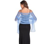 Châle doux et soyeux pour femme pour robe de soirée, écharpes élégantes de mariage, de demoiselle d'honneur, Bleu poussiéreux., 79''×18'’