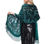 Châle élégant pour femme pour robe de soirée Chipao Écharpe éthique traditionnelle pour invités de mariage ou demoiselles d'honneur Écharpe chaude, noir/vert, Taille unique