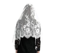 Châle élégant voile en dentelle creuse douce pour les services, les mariages, les fêtes à thème, les célébrations, blanc, Taille unique