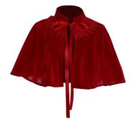 Châle en dentelle de velours cramoisi foncé, cape courte - style vintage, alliant l'élégance romantique de la Renaissance et du gothique, dégageant un raffinement opulent, costume d'Halloween. (Rouge)