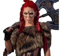 Châle en Fausse Fourrure Viking pour Femme Accessoire de Costume Renaissance Écharpe à Col avec Broche Médiéval Cape de Guerrière Cosplay Reine Étole Col en Fourrure Rétro pour Halloween GN Carnaval