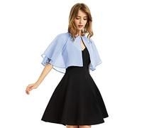 Châle en mousseline de soie douce pour femme, boléro pour robe de soirée et mariage, cape, bleu ciel, taille unique