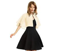 Châle en mousseline de soie douce pour femme, boléro pour robe de soirée et mariage, cape, champagne, taille unique