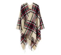 Châle Femme, Poncho Ouvert, Gilet Cape, Pulls Oversize pour l’Automne et l’Hiver,Beige Rouge
