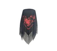 Châle flamenco brodé grand taille 200/130/25CM (Noir rouge)