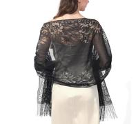 Chale Mariage Femmes Floral Dentelle Elégant Châle Étole avec Frange Cérémonies Parties Fêtes