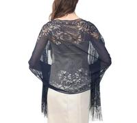 Chale Mariage Femmes Floral Dentelle Elégant Châle Étole avec Frange Cérémonies Parties Fêtes