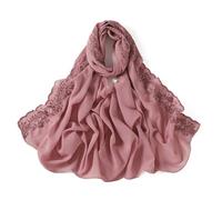 Chale Mariage Femmes Floral Hijab en mousseline de soie for femmes, châle brodé uni, bulle florale, point de dentelle, protection solaire, foulard coupe-vent for l'extérieur(2)