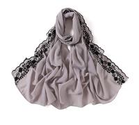 Chale Mariage Femmes Floral Hijab en mousseline de soie for femmes, châle brodé uni, bulle florale, point de dentelle, protection solaire, foulard coupe-vent for l'extérieur(3)