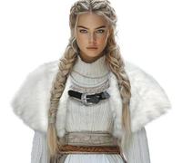 Châle Médiéval Col en Fausse Fourrure Viking Cape d'épaule de Guerrier Rétro avec Boucle Châle à Col de Chevalier Renaissance Médiéval Écharpe d'Hiver Chaud Costume d'Halloween Cosplay pour Femme